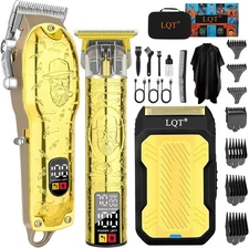 Professional Hair Clipper Set for Men Electric Shaver Razor Cordless Gold 