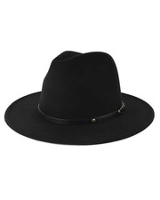 2XL/XL/L Felt Fedora Hats for Men Women,M/S Wide Brim Medium Buckle-black