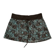 Leilani Skort Blue Brown Floral Swim Skirt Athletic Activewear Women's Medium