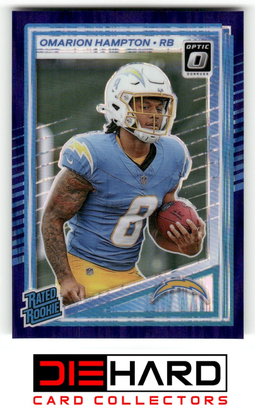 2025 Donruss Optic #212 Omarion Hampton Purple Shock Los Angeles Chargers RMH