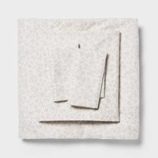 NEW Queen Room Essentials Printed Recycled Fiber Sheet Set - "Gray Ditsy Floral"