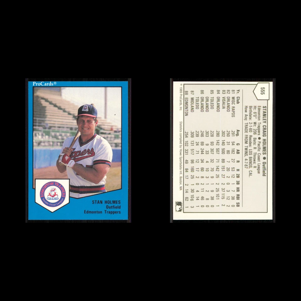 Stan Holmes #555 1989 ProCards Minor League Team Sets Edmonton Trappers Baseball - Image 3 of 3