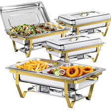 Stainless Steel Buffet Servers and Warmers, 8Qt Gold Chafing Dishes for Buffet