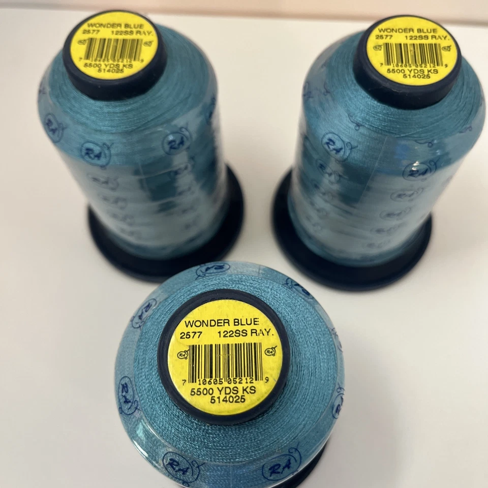 Lot Of 3 Robison-Anton Rayon Embroidery Thread 5500 Yards Wonder Blue 514025 - Image 2 of 3