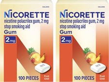Nicorette Nicotine Gum Stop Smoking Aid, 2 mg, Fruit 200 Count Pack of 1 