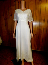 Vintage Cream Silk w/ Lace Bodice Nightgown 1920's
