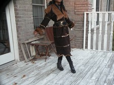 Unique High Impact New Nwt Full Length Designer Brown Shearling Fur Coat S-m