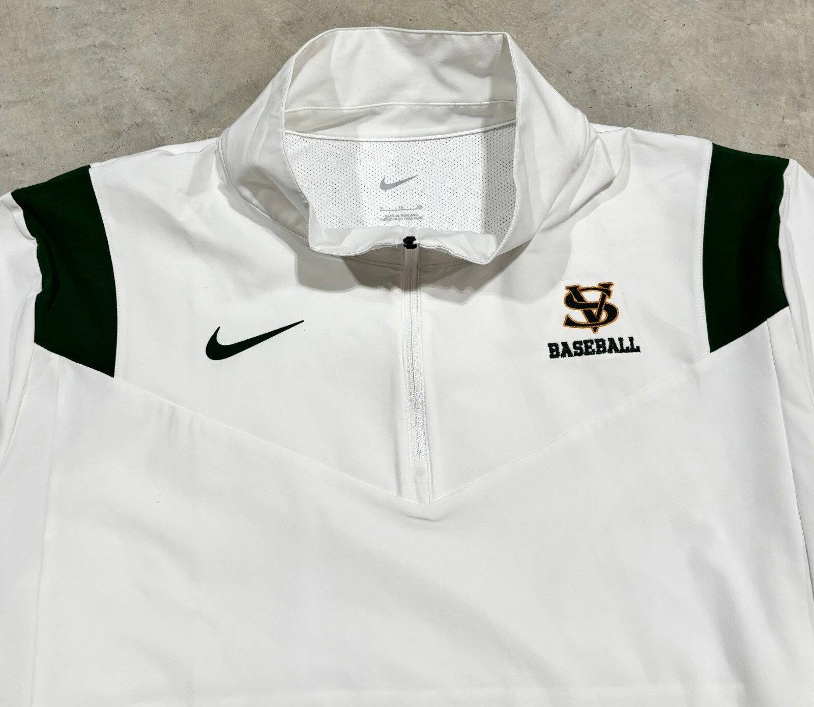 Nike Coach Kagaroo Pocket 1 4 Zip Spring Valley Baseball Pullover Uomo XL Bianco