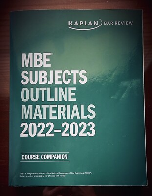  NEW!  KAPLAN MBE Subjects Outline Materials Multistate Bar Exam 2022-2023  