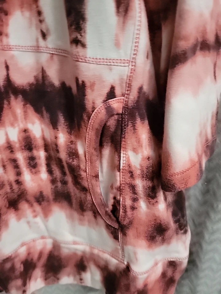 Onque повседневный красный галстук краситель толстовка женщин 1 X полный молнии 3/4 рукав активный стиль - Изображение 2 из 3