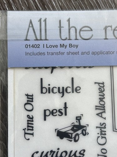 WHAT'S NEW Scrapbooking Sticker Sheet QUOTES Rub On Words Love My Little Boy - Afbeelding 2 van 14