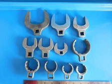 USED , BONNEY, PROTO, UTICA  CROWSFEET LOT OF  (11) , SOME VERY  LARGE SIZES 