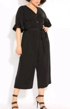 NWT XL 22 City Chic Utility Jumpsuit Black