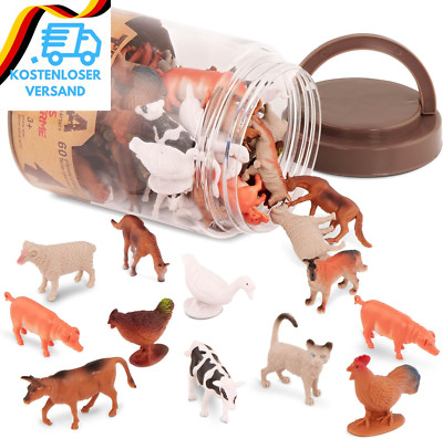 Terra 60-Teilig Tierfiguren Sammlung Bauernhof Spielzeug Set   Kühe, Schweine, H