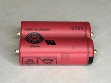 New original Sanyo 18500 battery 1300 mAh. Tested 3.75V +/-0.2v, Lot of 2 Pieces