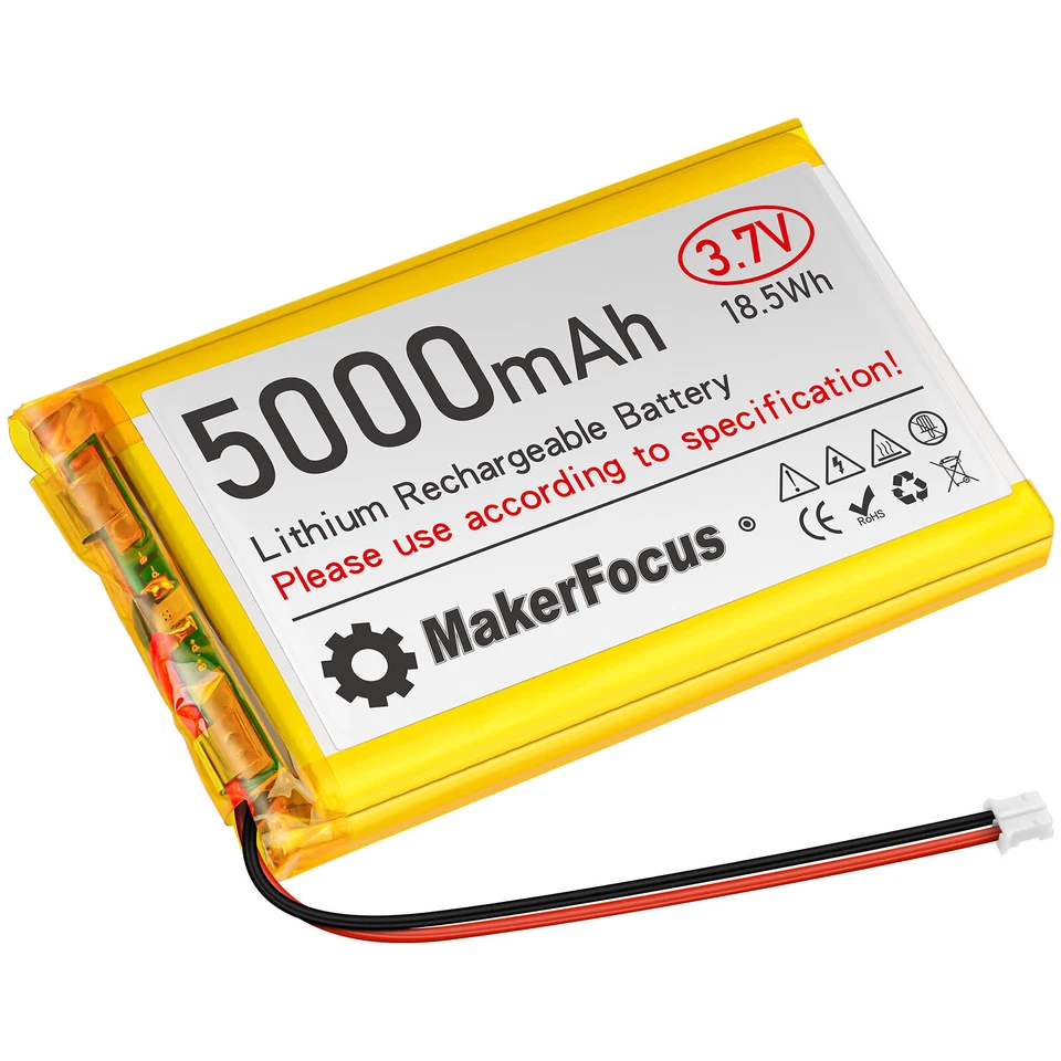 3,7V 5000mAh 18,5Wh Polymer Li Ion Akku Lipo 105080 PH2.0A-Stecker kompatibel - Bild 2 von 4