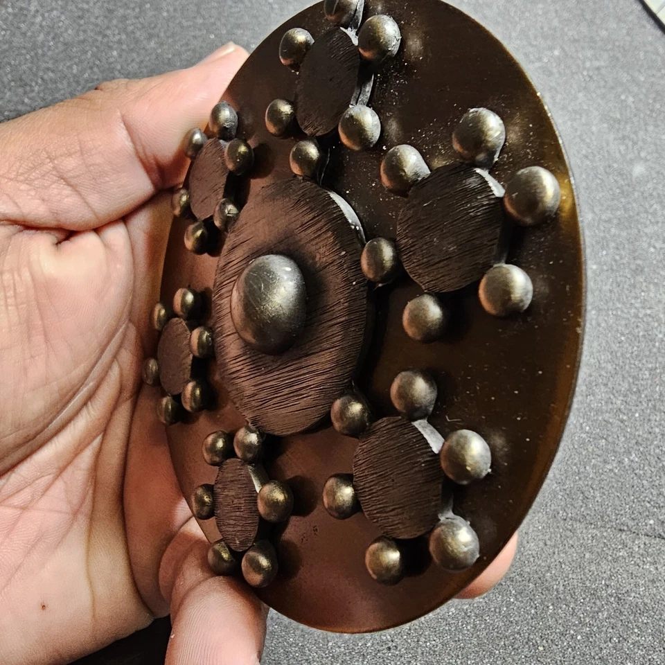 Hebilla de cinturón redonda de cobre vintage de 3,5 pulgadas de ancho  Foto 4 de 4