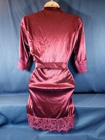 Satin Silk Women's Bridal Short Lace Up Kimono Robe Sleepwear Sexy Lady Wedding 