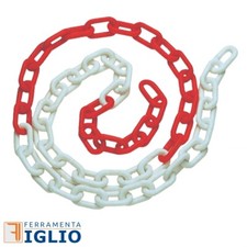 Catena Recinsione Segnaletica in Plastica Colore Bianco e Rosso al Metro