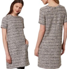 NWT LOFT Outlet Women's Large Short Sleeve White/Multicolor Textured Dress