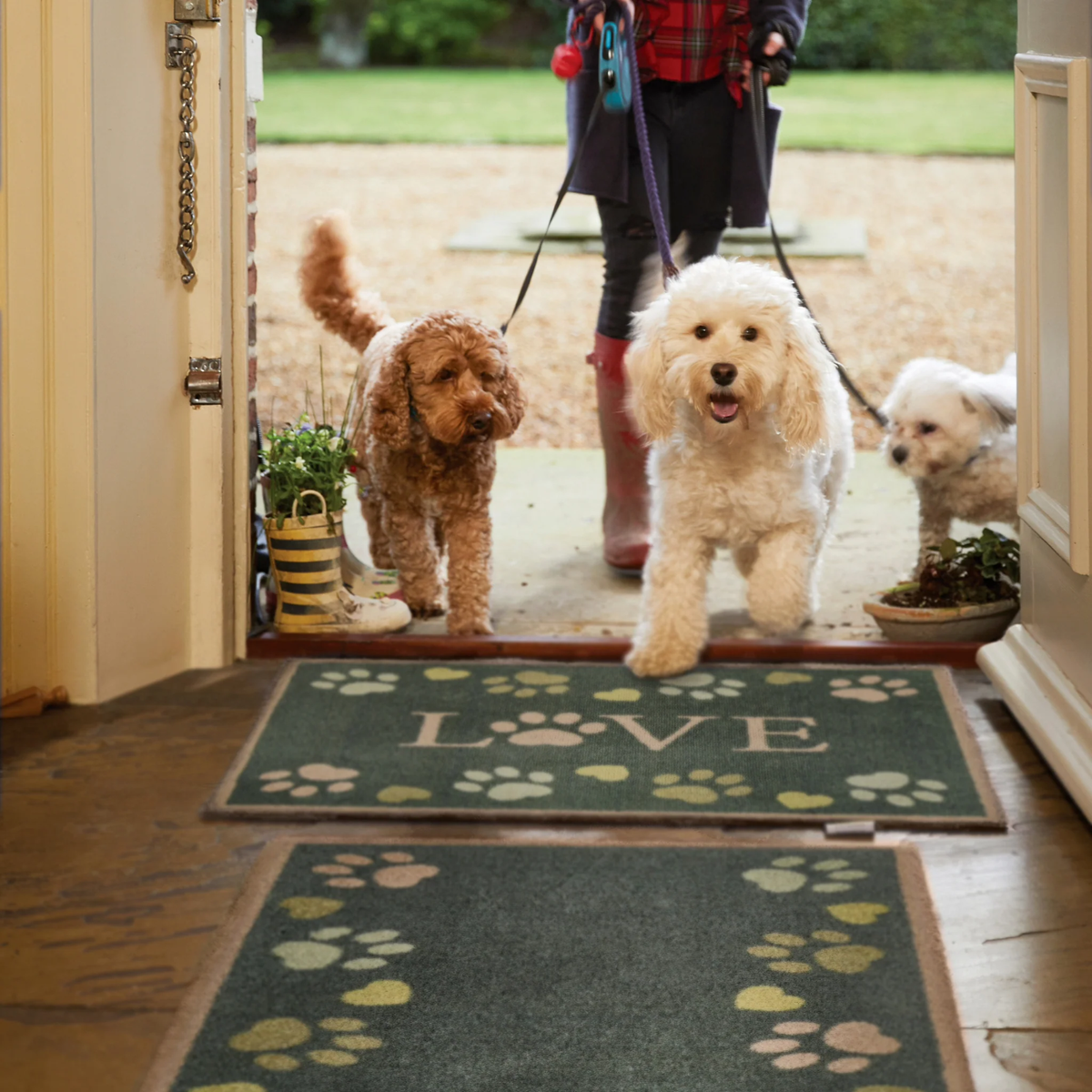 Hug Rug (Love Paws) Dirt Trapper Door Mat Runner Machine