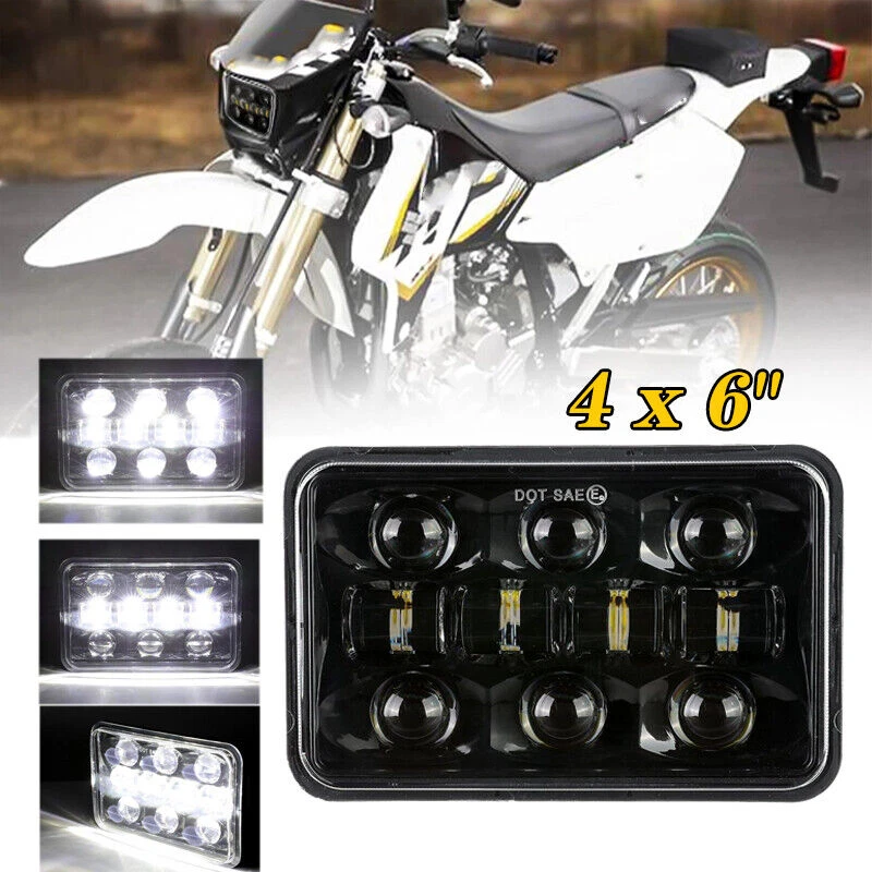Viga de faros LED cuadrados para motocicleta de 4x6" para Honda XR650L XR250L XR650R XR4000R Foto 2 de 4