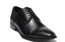 Versace Collection Men's Black Leather Cap Toe Derby Shoe MSRP $650
