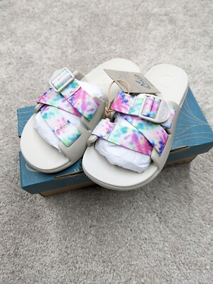 Chaco Womens 6 M Chillos Slide Sandal Slip On Off White Tie Dye Strappy NIB NEW