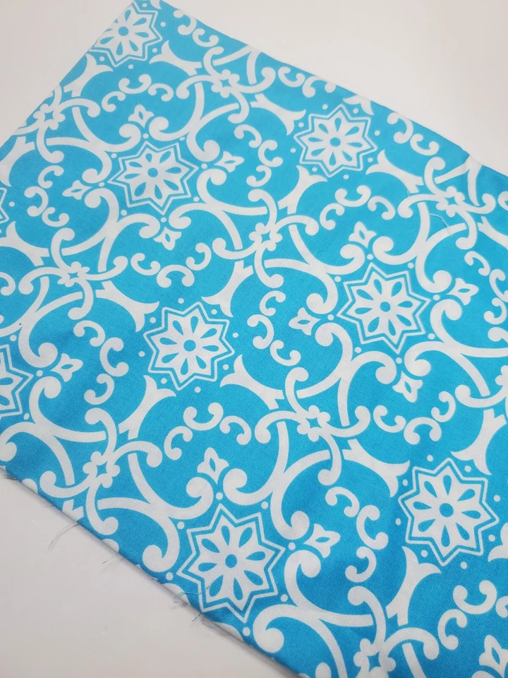 Tecido Jennifer Paganelli St. Croix Damasco Algodão Aqua Costura Colcha OOP FAT QUARTER - Imagem 2 de 2