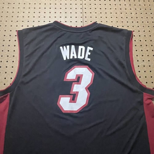 NWT Adidas Jersey Mens XL Black Miami Heat Dwayne Wade #3 Deadstock - Picture 3 of 9