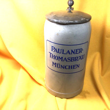 Paulaner-Thomasbrau, Munchen Peltre Tapa 1L Cervecería Cerveza Stein c.1920