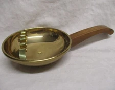 PARK SHERMAN  BRASS CIGARETTE ASHTRAY  Ash Butler WOOD HANDLE ~ MCM