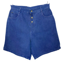 PS Gitano Women Shorts Denim Walking Button Fly Colored Jeans Blue Sz 14 80s VTG