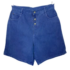 PS Gitano Women Shorts Denim Walking Button Fly Colored Jeans Blue Sz 14 80s VTG