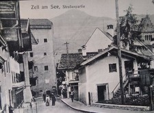 Austria Postcard Early 1900s Rare Zell Am See Street View Church Bell Tower Sign