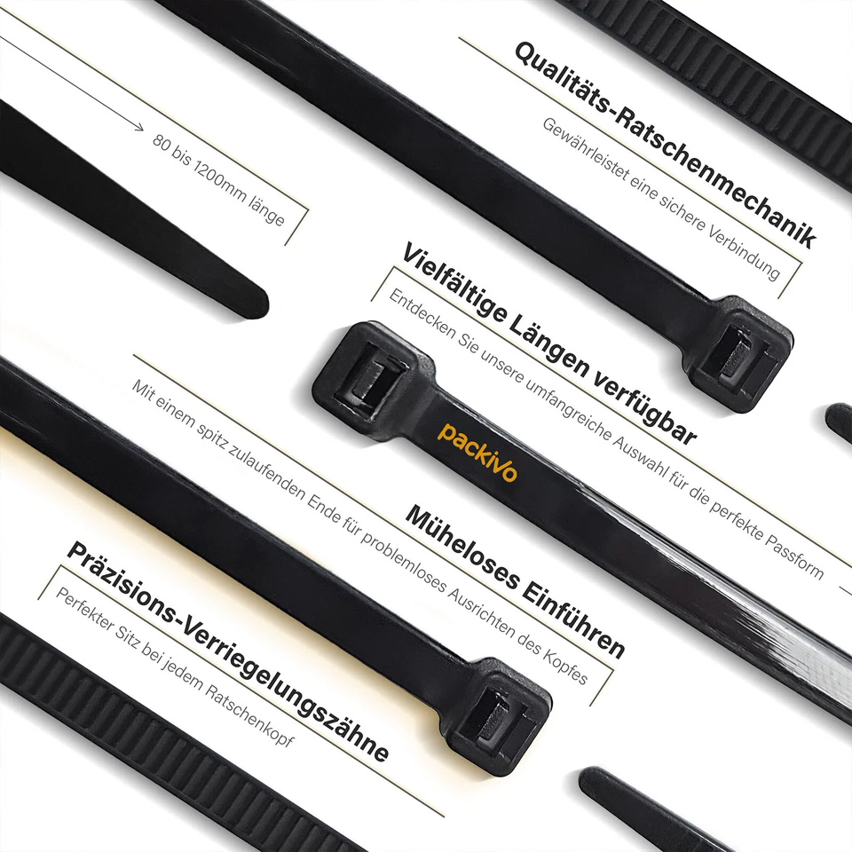 Profi Kabelbinder 100/500/1000/5000 Stk. Schwarz UV-Beständig Extrem Zugfest - Bild 2 von 4