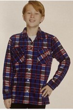 Quiksilver Youth Fleece Shirt Jacket Blue  Red Size Large-14/16 NWT