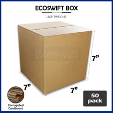 50 7x7x7 EcoSwift Cardboard Packing Moving Shipping Boxes Corrugated Box Carton