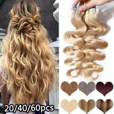 Gewellt Tape In Echthaar Extensions 100% Remy Haarverlängerung Skin Weft Tressen