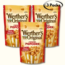 Werther's Original Classic Snack Caramel Popcorn 5.29 Oz Bag (PACK OF 3)