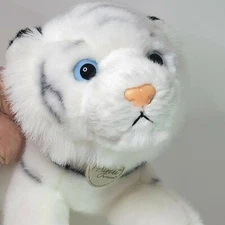 Aurora Miyoni White Siberian Tiger Cub Stuffed Animal Plastic Nose Blue Eyes Tag