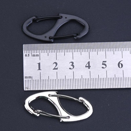 Black & Silver S-Shaped CARABINER CLIP heavy key ring chain 41mm long, load 15kg - Picture 5 of 12