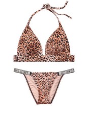 Victoria's Secret Havana Push-Up Halter Swim set Shine Barbados Bikini leopard