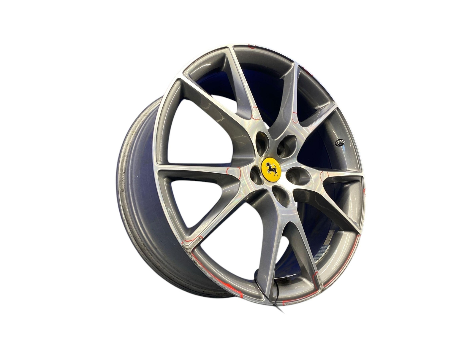 2008-2014 FERRARI CALIFORNIA 20X8 FIVE Y SPOKE WHEEL RIM SILVER *CURB RASH* OEM