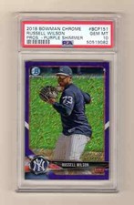 RUSSELL WILSON 2018 BOWMAN CHROME PURPLE SHIMMER REFRACTOR SP # / 655 PSA 10 GEM