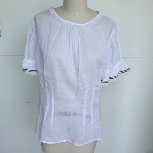 VTG 1970s Hungarian Handmade Gauze Boho-Chic Peasant Blouse M-L - Picture 2 of 7