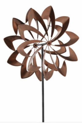 Garden Kinetic Double Swirl Wind Spinner Steel Metal Yard Windmill - Lawn Stake