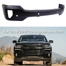 Front Bumper Face Bar w/ Fog Hole & Sensor Hole Black For 2016-18 Silverado 1500