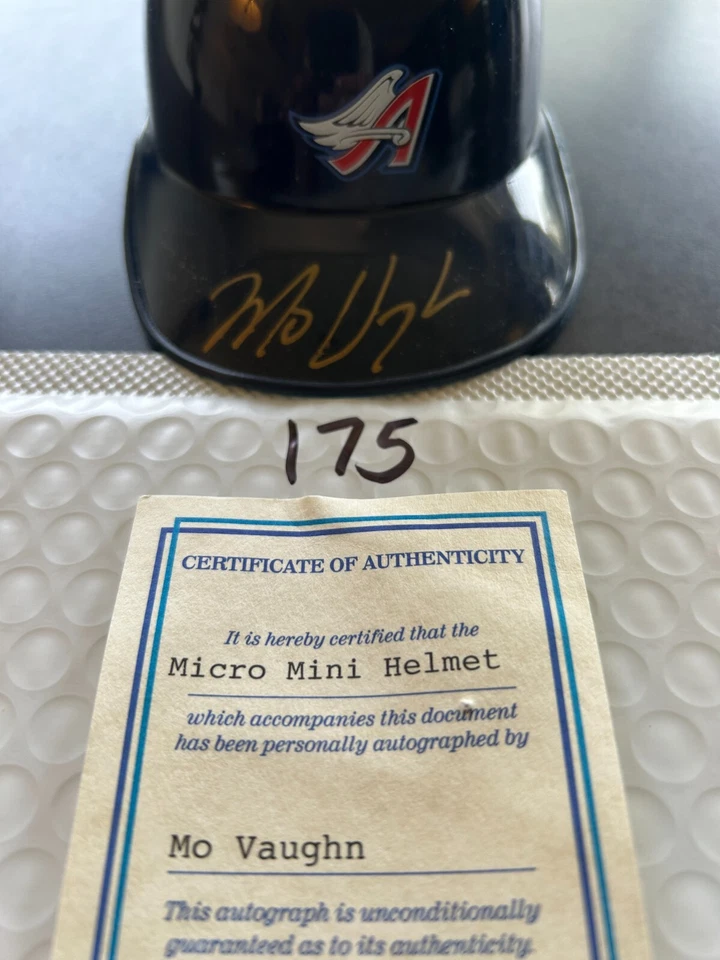 MO VAUGHN *AUTOGRAPHED* California Angels micro mini batting helmet - Image 2 of 3