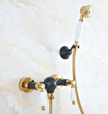 Black  Gold Bathroom Hand Shower Faucet Set Hand Spray Wall Mounted Mixer Tap